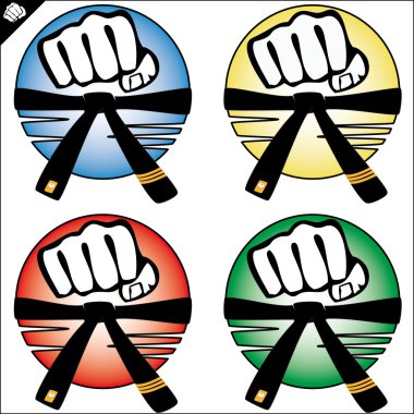 Martial arts colored simbol set. clipart