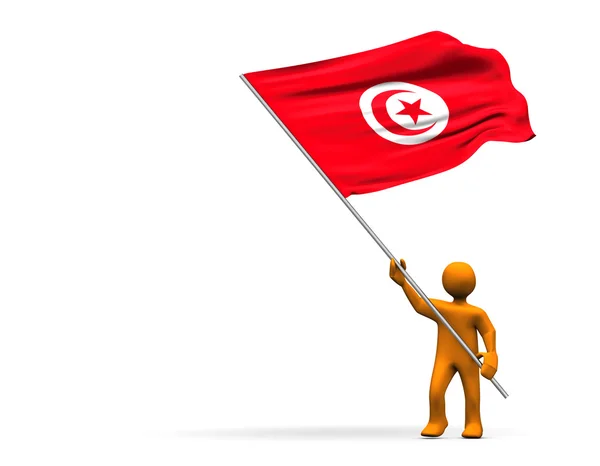 Illustrazione Sembra Fan Con Una Grande Bandiera Tunisia — Foto Stock