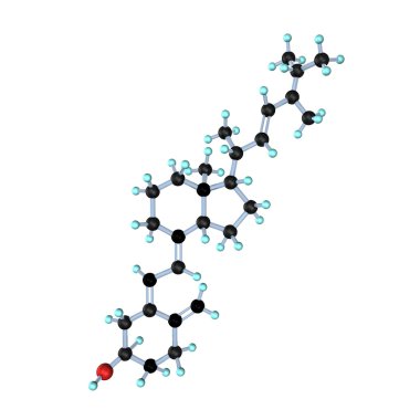 Molecule of vitamin d2, ergocalciferol, isolated on white. clipart