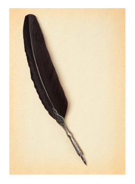 Feather quill on an old paper clipart