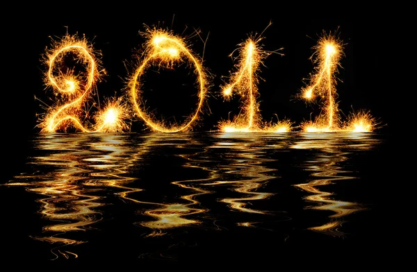 2011 made of sparks in water — Stock Photo, Image