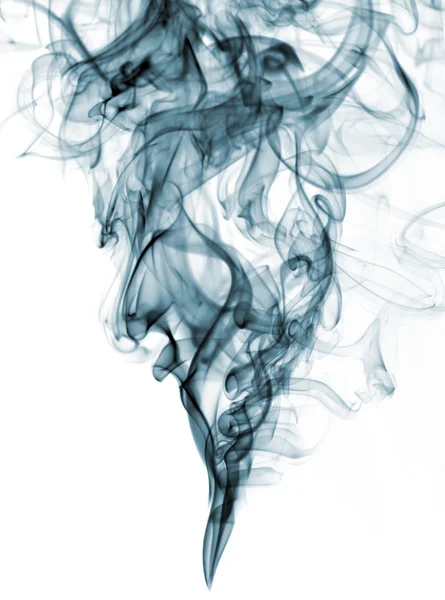 Cor azul fumaça de fundo branco — Fotografia de Stock