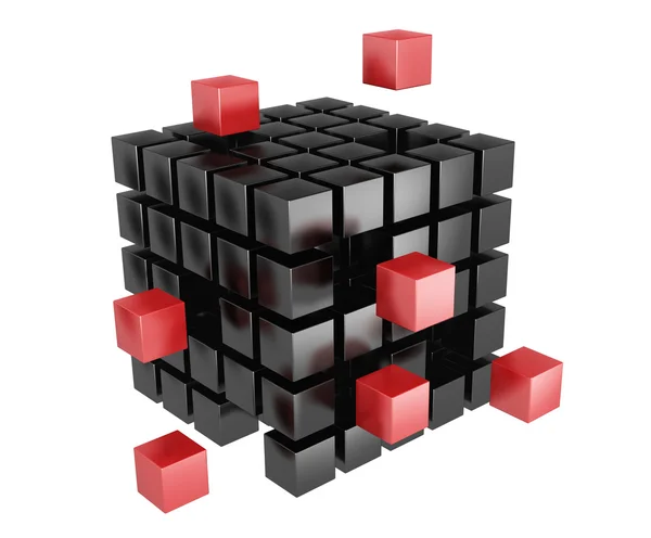 3D blokları kırmızı ve siyah renk. — Stok fotoğraf