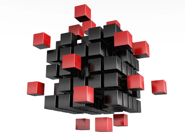 3D-Blöcke rote und schwarze Farbe. — Stockfoto