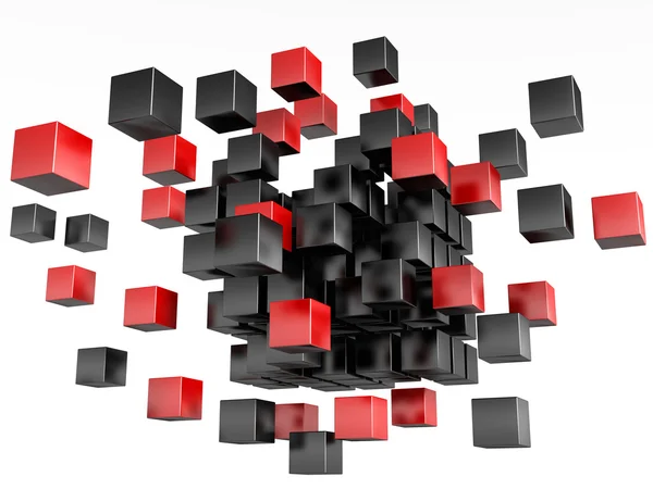 3D blokları kırmızı ve siyah renk. — Stok fotoğraf