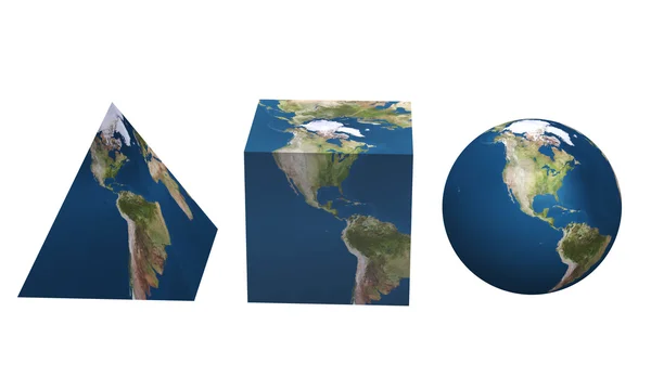 Ορίσετε πλανήτη γη διάφορα γεωμετρική μορφή — Φωτογραφία Αρχείου