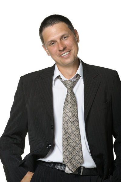 Portrait of a smiling businessman. It is isolated on a white background