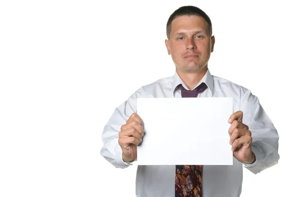 L'homme d'affaires avec la forme vide d'un papier — Photo
