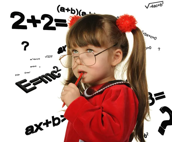 The girl and mathematical formulas — Stock Photo, Image