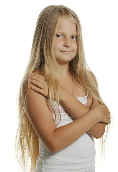 Портрет привлекательной девушки блондинки крупным планом — стоковое фото
