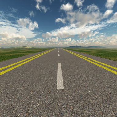 Asphalt road and clous sky clipart