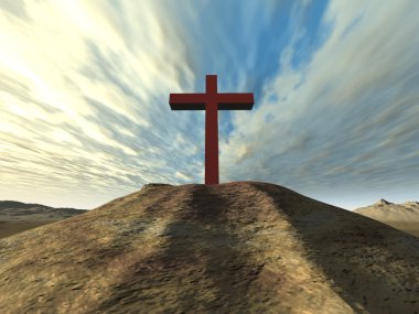 Cross on a hill clipart