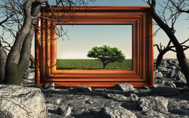 Frame with green tree clipart