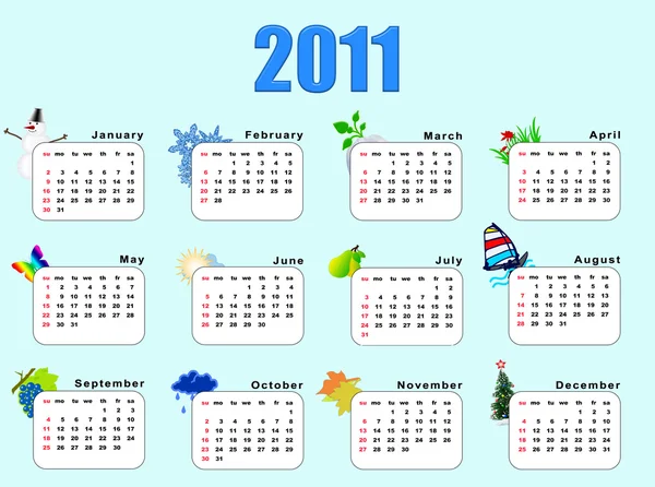 Calendar_horizantal 2011 - seasons — Stockfoto