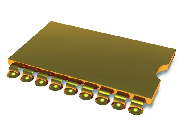 Computer microchip goud — Stockfoto