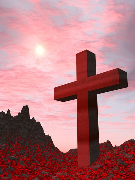 Cross from a red stone