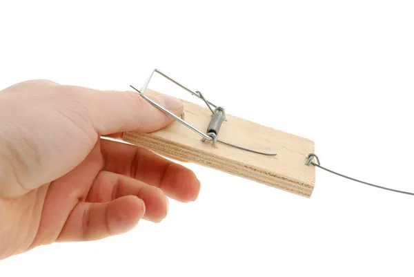 Finger in a mousetrap — Stock Photo, Image