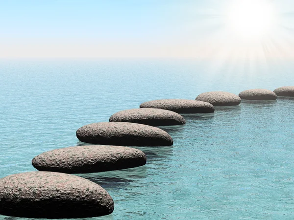 Float stenen met zon lichtbundel — Stockfoto
