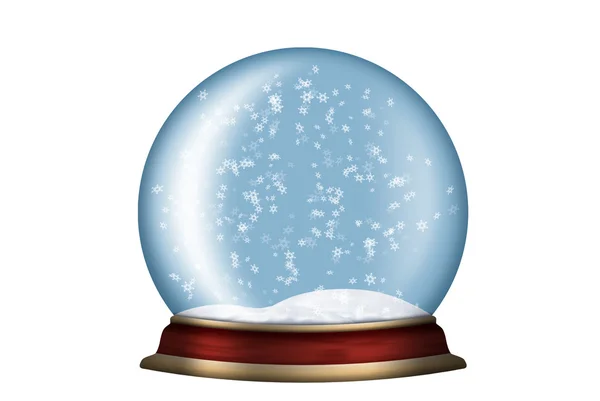 Esfera de vidro com neve isolada — Fotografia de Stock