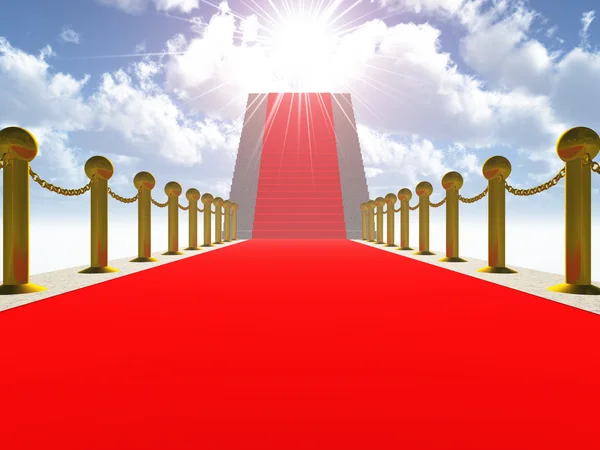 Ladder with a red carpet — Stock Photo, Image