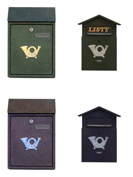 Набор старых почтовых ящиков — стоковое фото