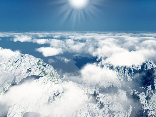 Горы и облака с солнцем — стоковое фото