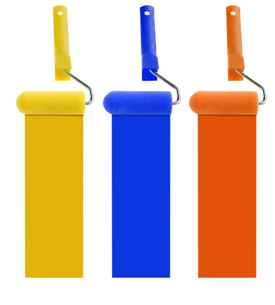 Resim fırçası - renk boya ile rulo — Stok fotoğraf