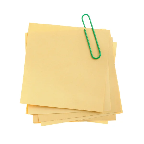 Paper note with green clinch — Stock Photo, Image