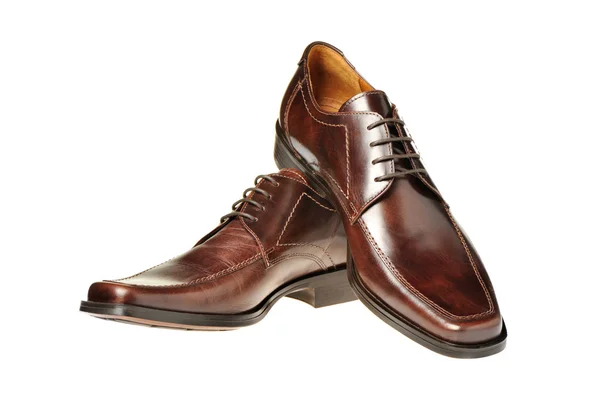 Par en sko en brun læder - Stock-foto