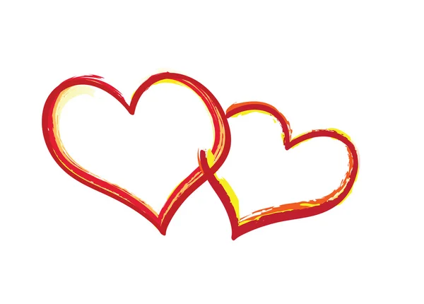 Iki kalp soyut fırça tarafından çizilmiş — Stok fotoğraf