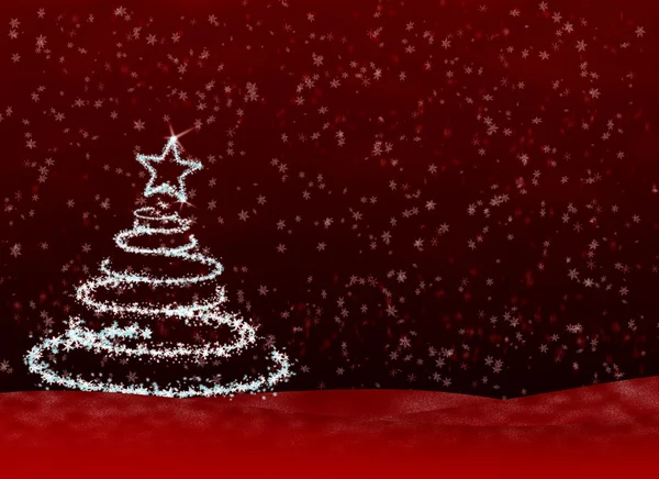 Árbol Navidad Copos Nieve Efecto Una Ventisca Que Dibuja Árbol —  Fotos de Stock