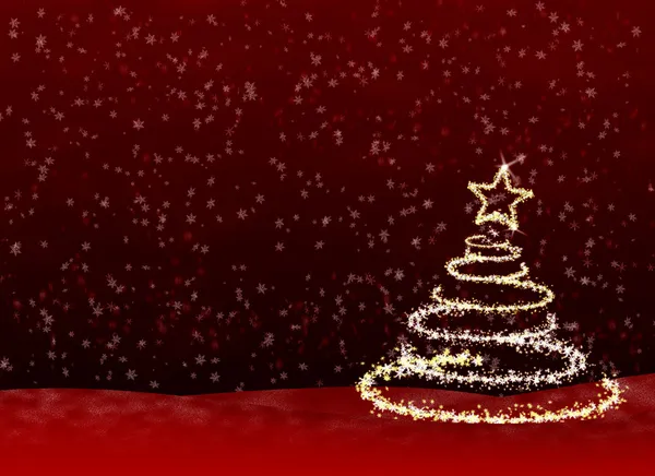 Christmas Tree Snowflakes Effect Blizzard Which Draws Fur Tree — Stock Photo, Image