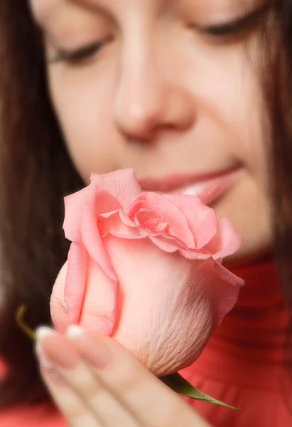 Woman Rose Photo Close Parts Person Flower — Stock Photo, Image