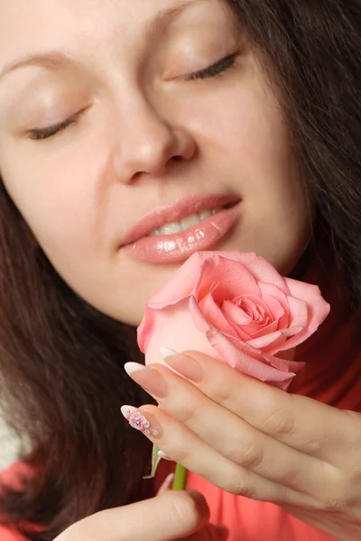 Egy Rózsa Egy Fotó Közelről Személy Virág Részei — Stock Fotó