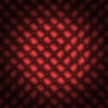Texture leather quilted a sofa. Red color clipart