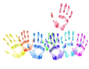 Color print of human hands.Concept of voting clipart