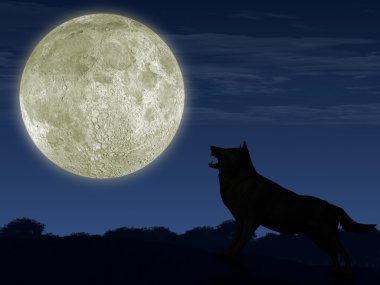 The wolf and the moon clipart