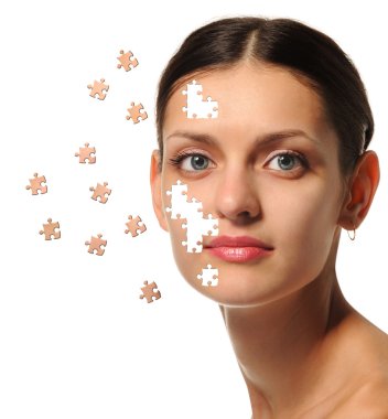 Female face close up and details puzzle clipart