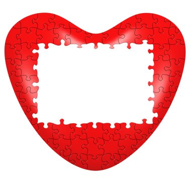 Heart puzzle 3D wtih frame clipart