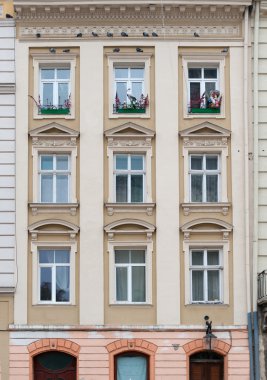 Facade of a building with windows clipart