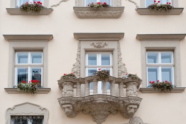 balkon ve çiçekler ile bir bina cephe