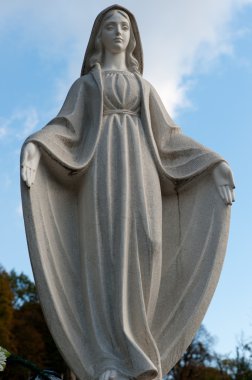 Monument Lady of Guadalupe on a cemetery clipart