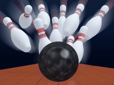 Skittles for game in bowling with ball clipart