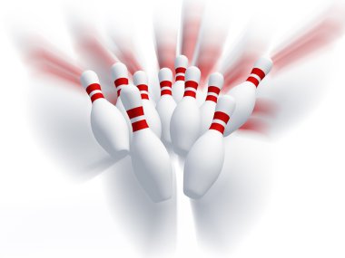 Skittles for game in bowling. Effect motion. clipart