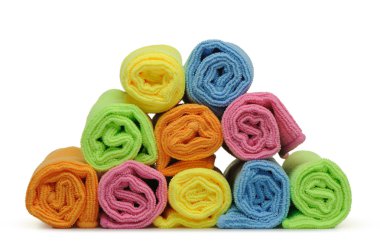 Double color towels curtailed into a roll clipart