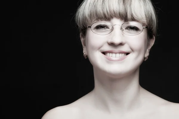眼鏡の女性の肖像画をクローズ アップ — ストック写真