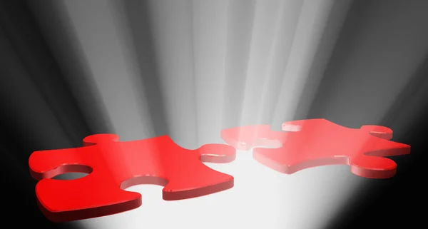 Puzzles rote Farbe mit hellem Baem — Stockfoto