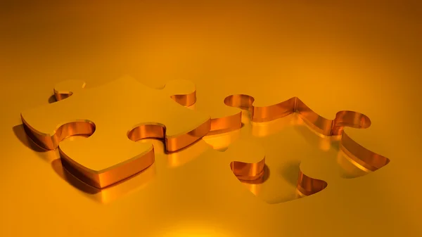 Gold puzzle ve eksik parça — Stok fotoğraf