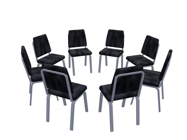 Кресла расставлены по кругу
