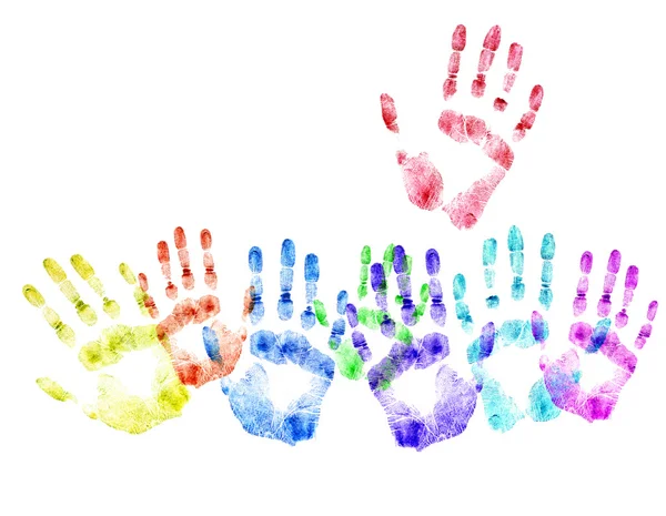 彩色打印的人类 hands.concept 的投票 — 图库照片